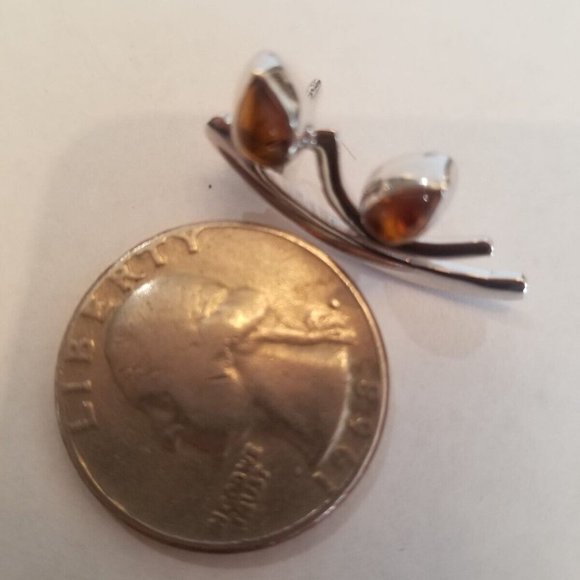 Unique High Shine Non Tarnish 925 Sterling Silver Amber Earrings Made in Italy - Picture 7 of 9